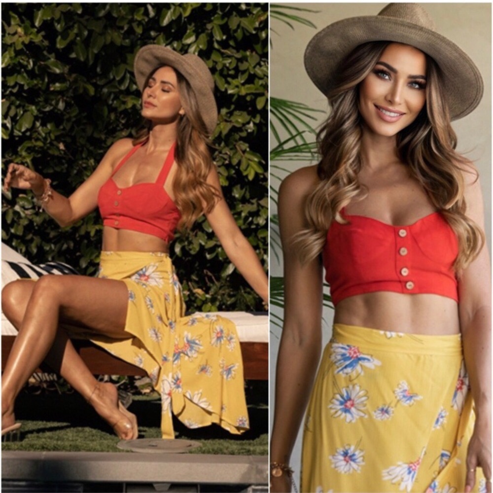 Summers red crop bustier top women’s cute summer beach crop top - Picture 3 of 3